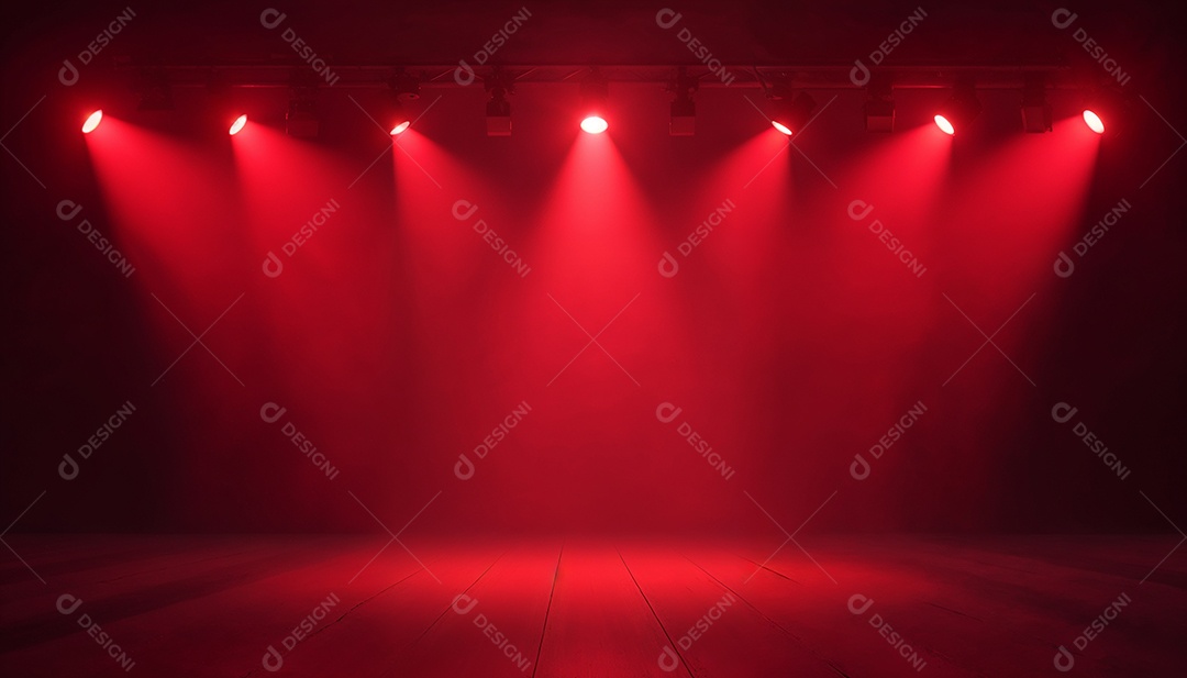 Palco iluminado com luzes de led vermelha