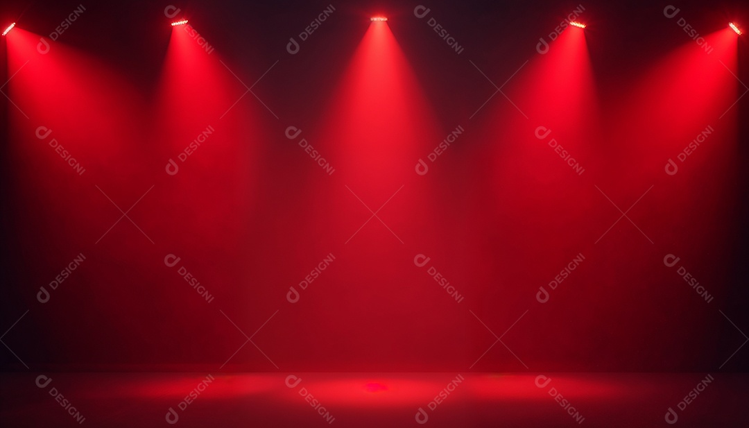 Palco iluminado com luzes de led vermelha