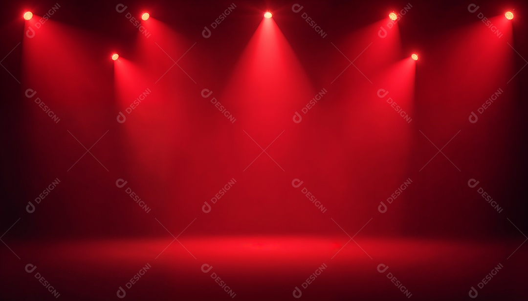 Palco iluminado com luzes de led vermelha