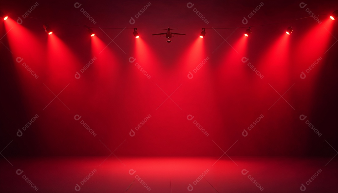 Palco iluminado com luzes de led vermelha