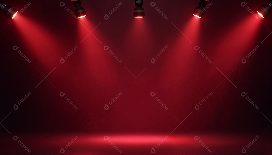 Palco iluminado com luzes de led vermelha