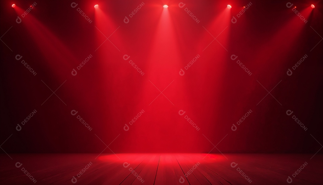 Palco iluminado com luzes de led vermelha