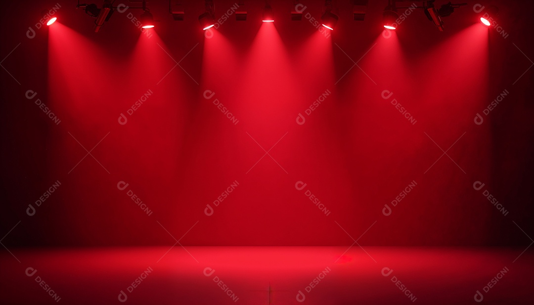 Palco iluminado com luzes de led vermelha