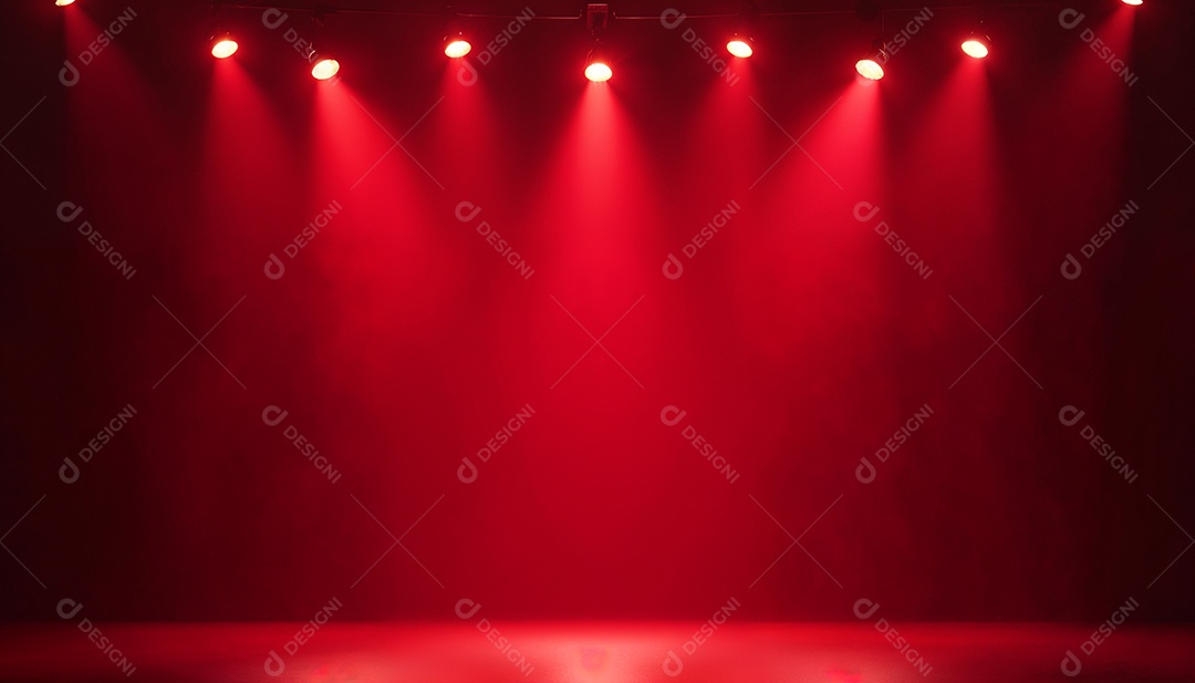Palco iluminado com luzes de led vermelha