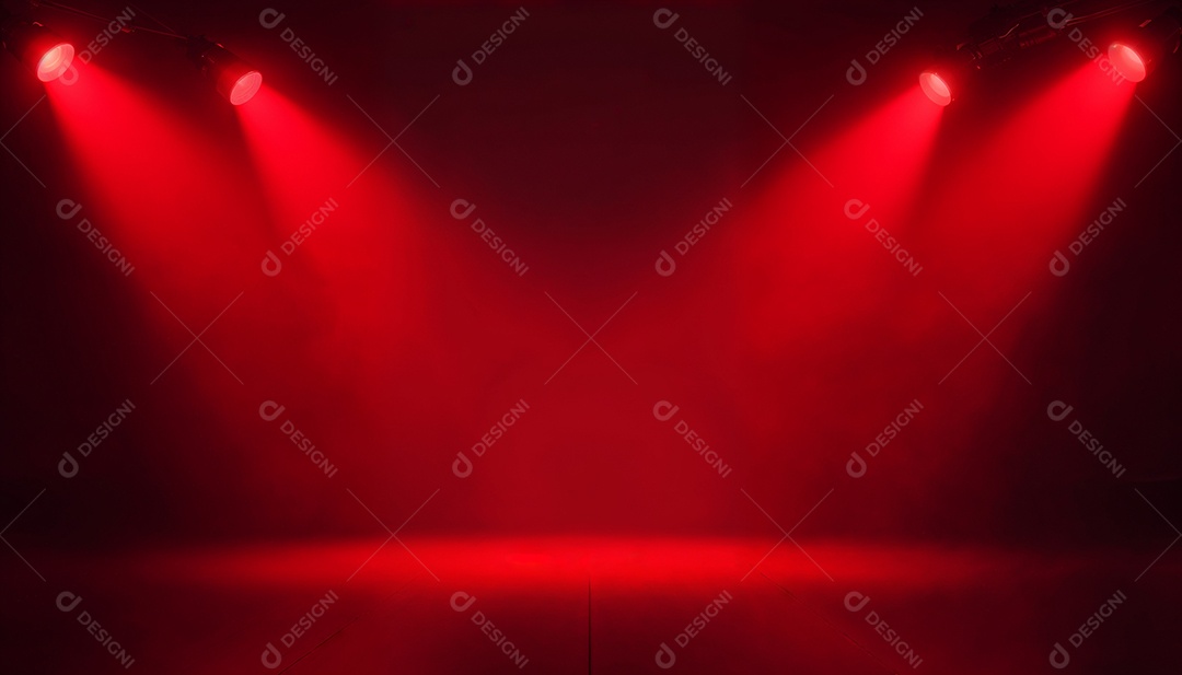 Palco iluminado com luzes de led vermelha