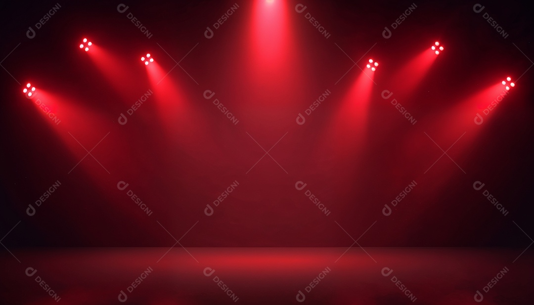 Palco iluminado com luzes de led vermelha