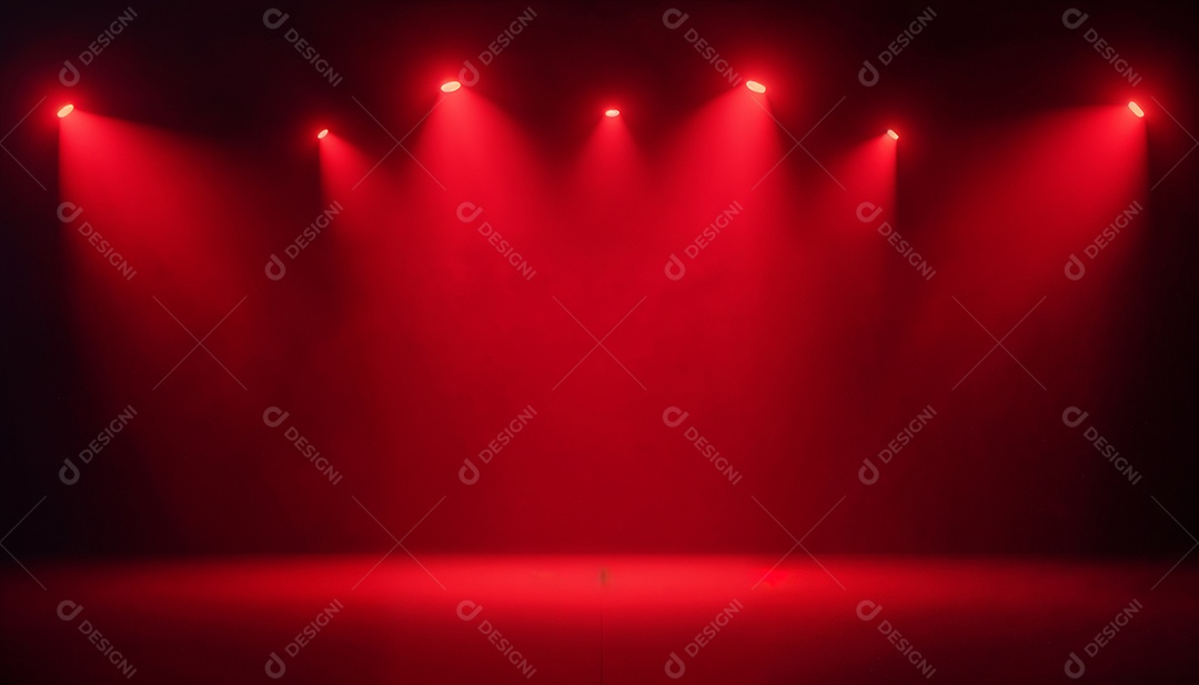 Palco iluminado com luzes de led vermelha
