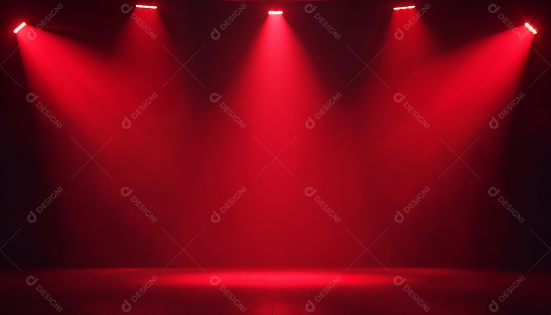 Palco iluminado com luzes de led vermelha