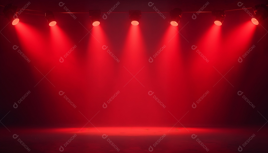 Palco iluminado com luzes de led vermelha