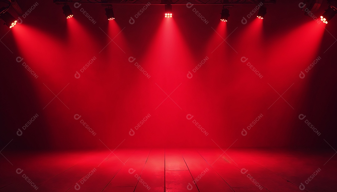 Palco iluminado com luzes de led vermelha