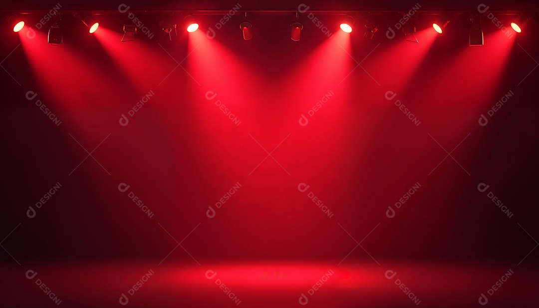 Palco iluminado com luzes de led vermelha