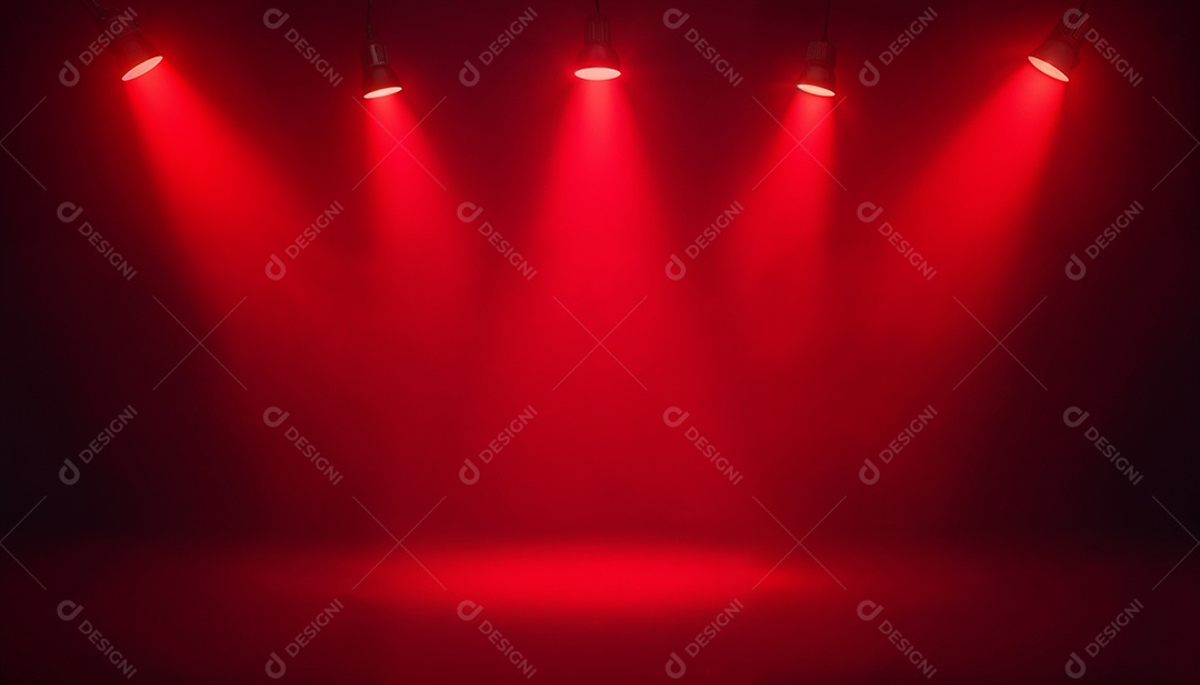 Palco iluminado com luzes de led vermelha