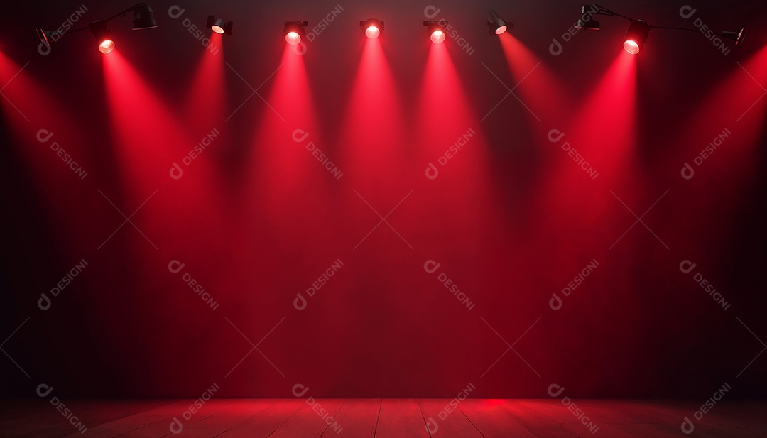 Palco iluminado com luzes de led vermelha