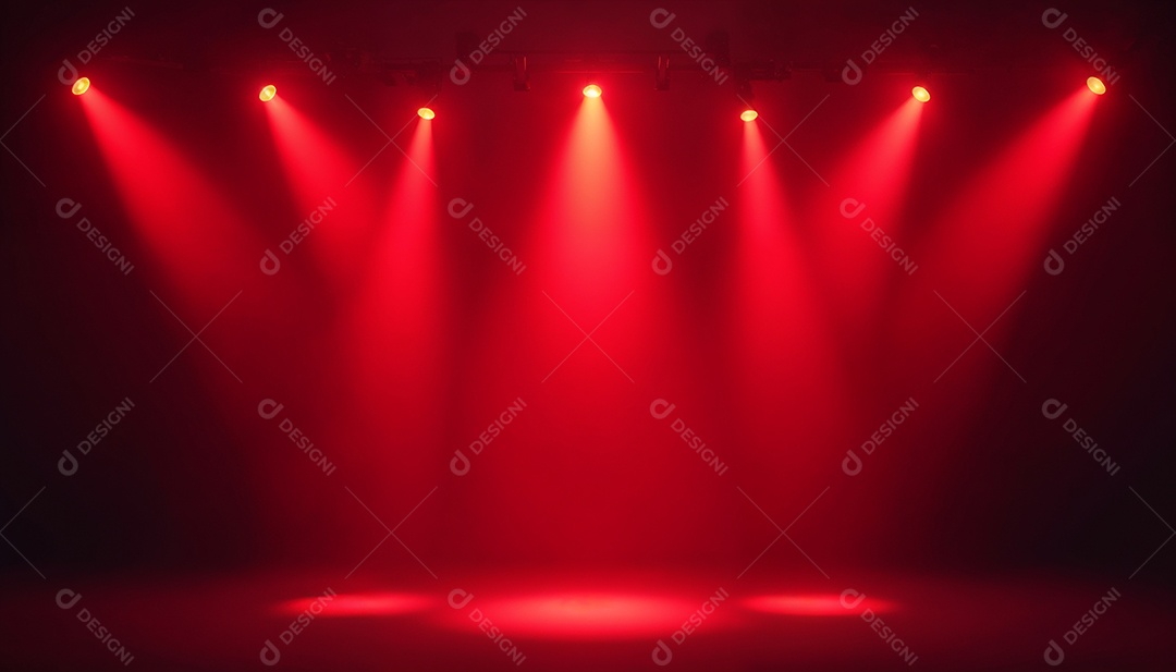 Palco iluminado com luzes de led vermelha
