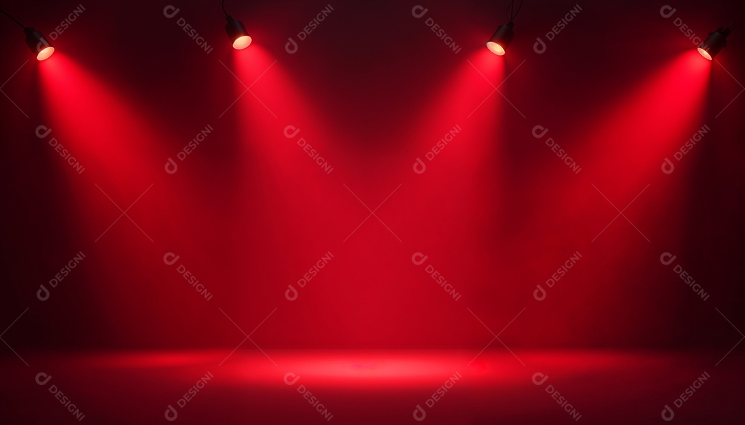 Palco iluminado com luzes de led vermelha