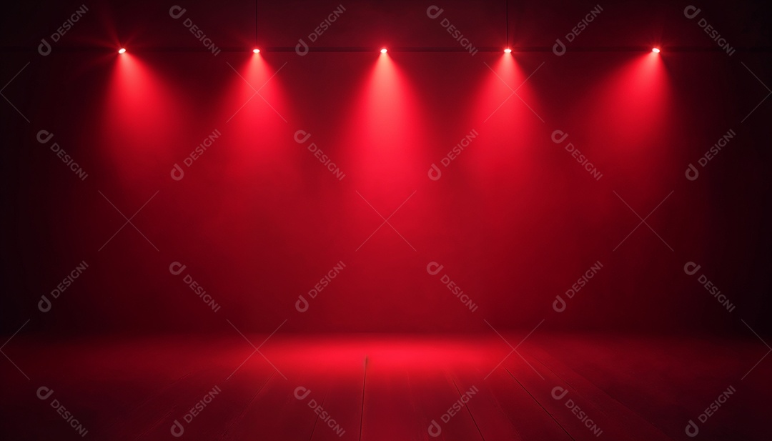 Palco iluminado com luzes de led vermelha