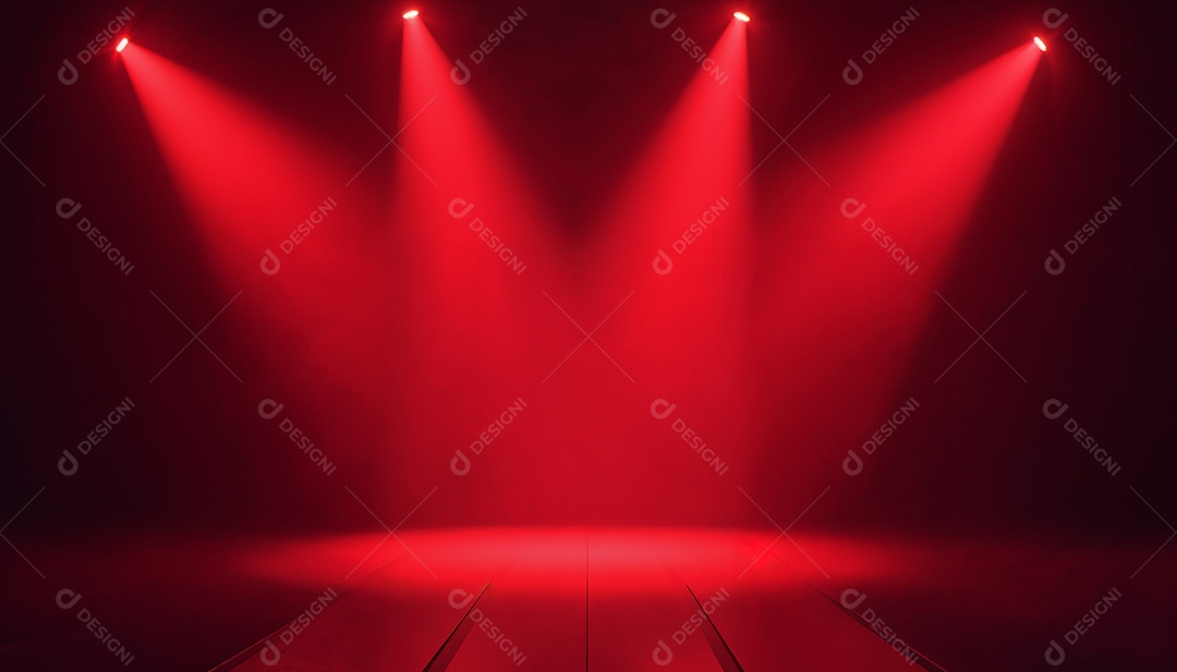 Palco iluminado com luzes de led vermelha