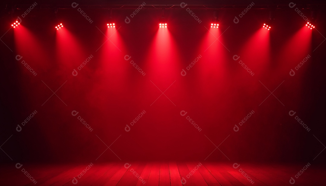 Palco iluminado com luzes de led vermelha