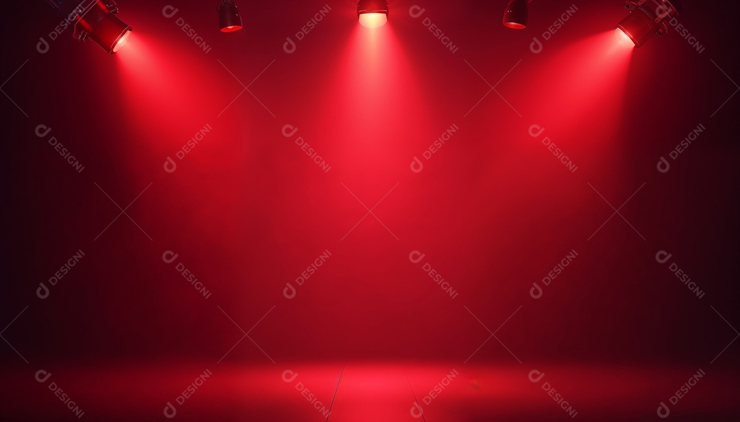 Palco iluminado com luzes de led vermelha