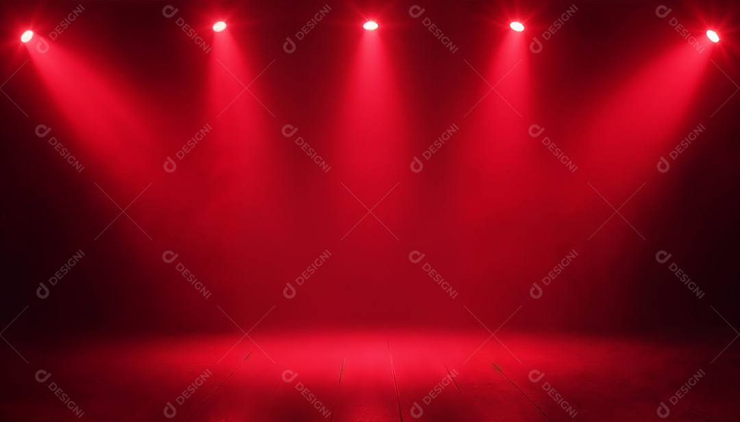 Palco iluminado com luzes de led vermelha