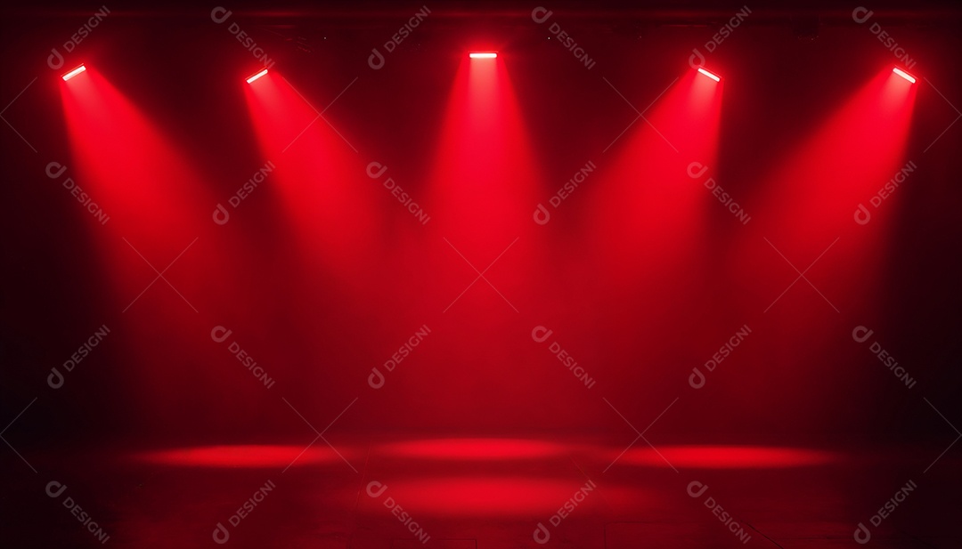 Palco iluminado com luzes de led vermelha