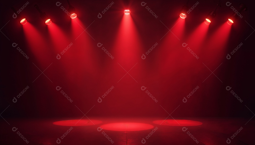 Palco iluminado com luzes de led vermelha