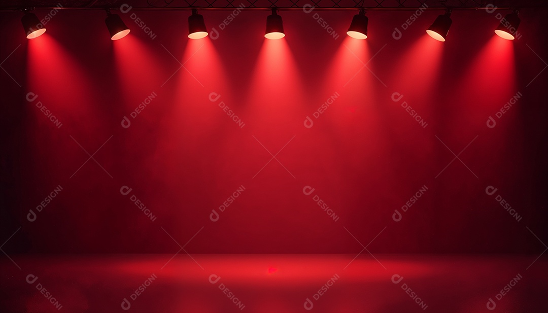 Palco iluminado com luzes de led vermelha