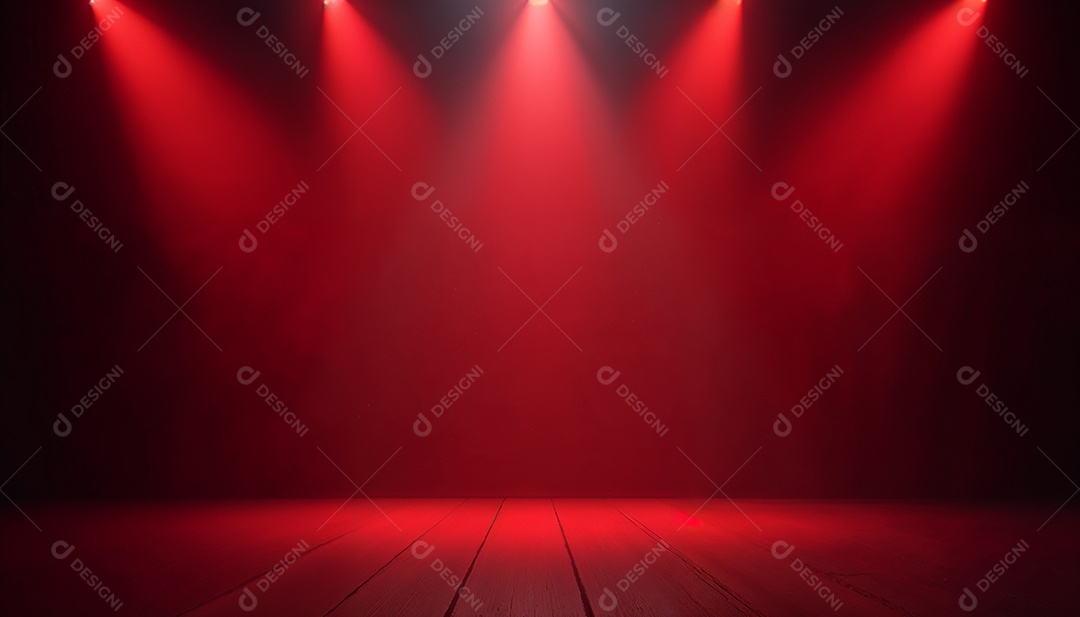 Palco iluminado com luzes de led vermelha