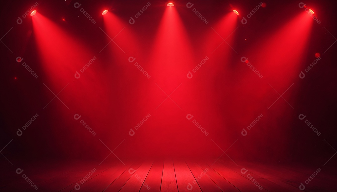 Palco iluminado com luzes de led vermelha