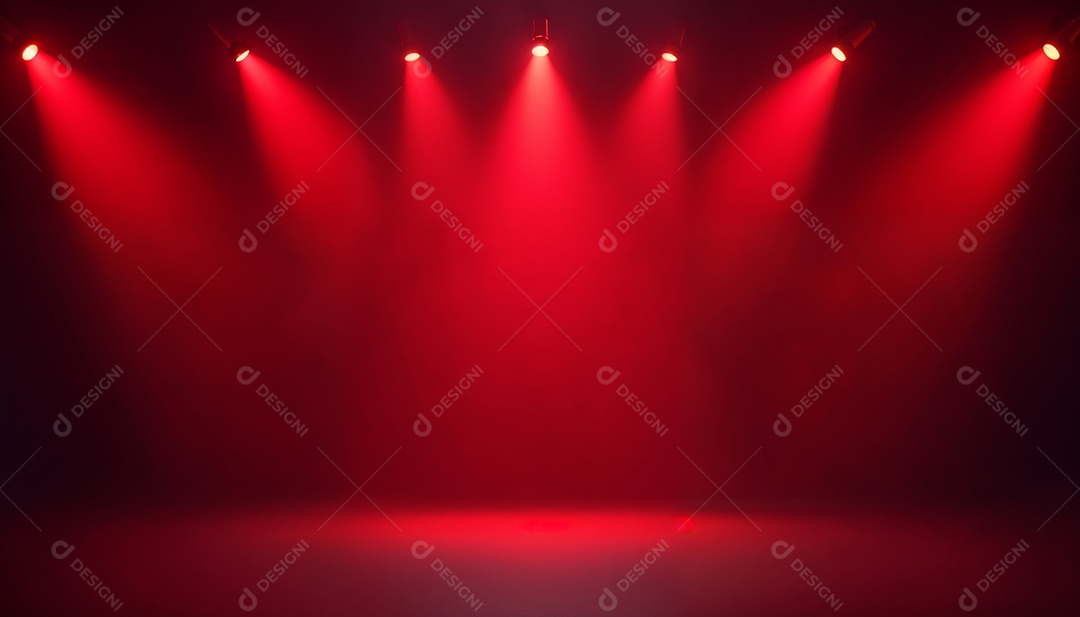 Palco iluminado com luzes de led vermelha