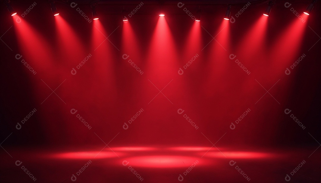 Palco iluminado com luzes de led vermelha