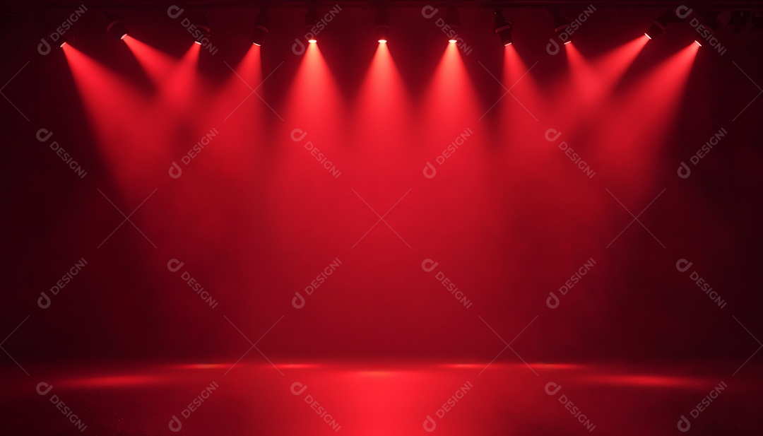 Palco iluminado com luzes de led vermelha