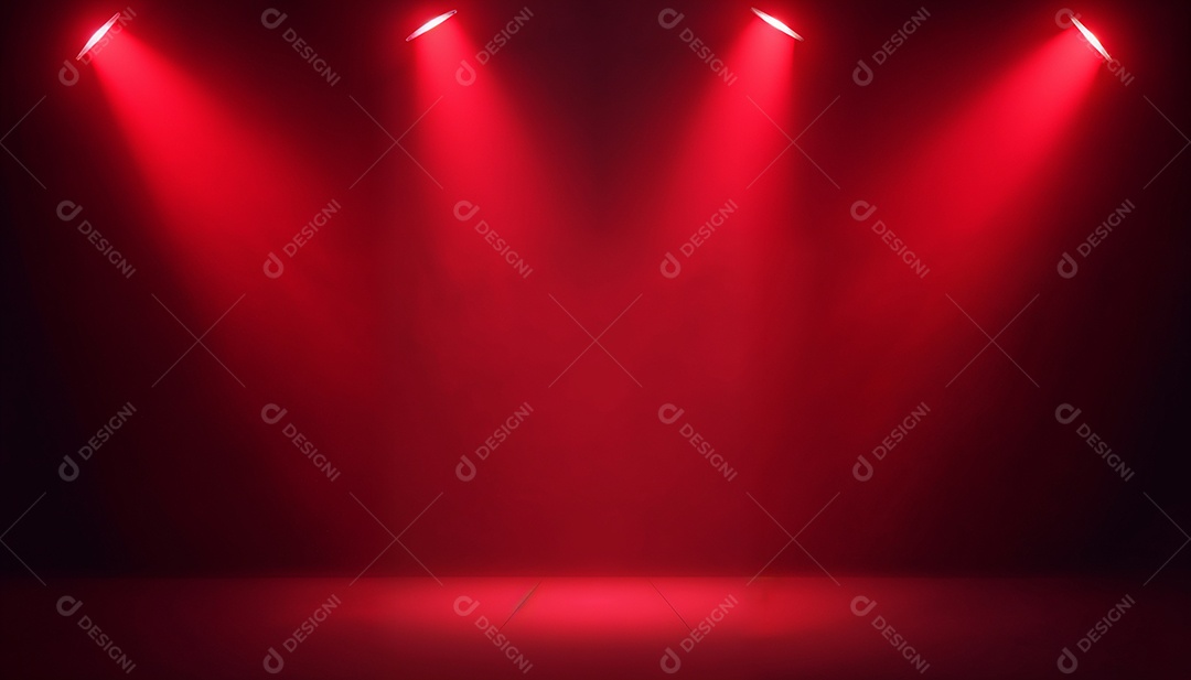 Palco iluminado com luzes de led vermelha