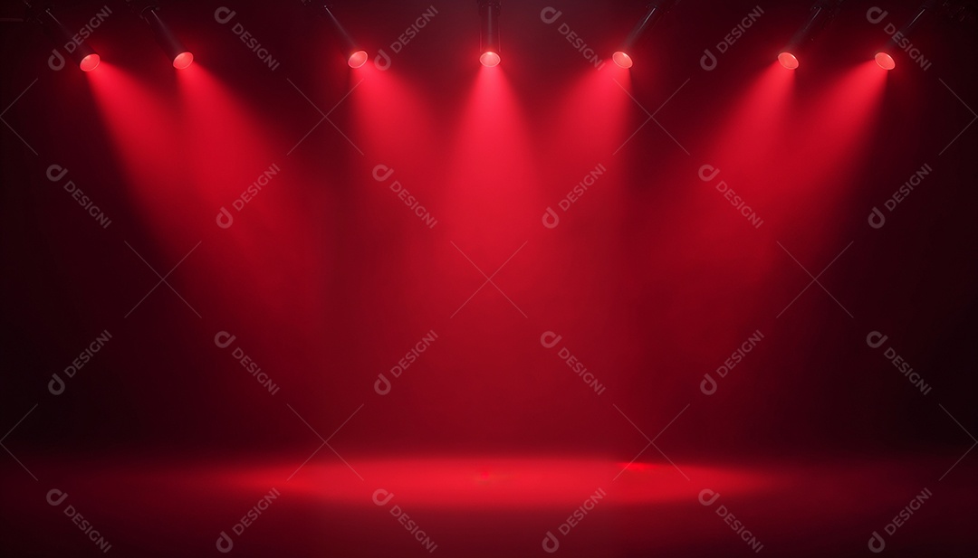 Palco iluminado com luzes de led vermelha