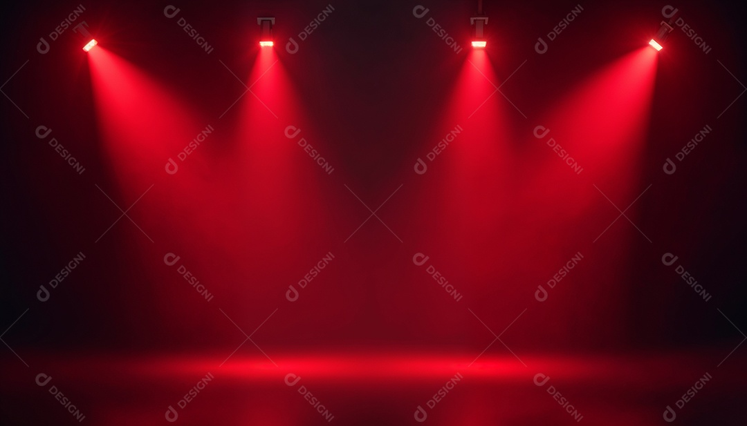 Palco iluminado com luzes de led vermelha