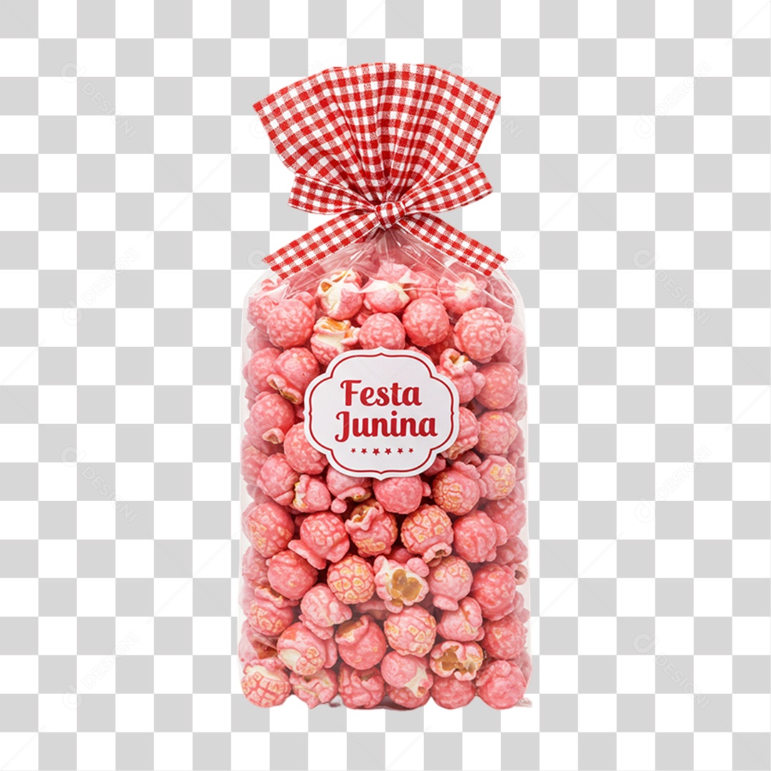 Pacote de Pipoca Doce em Festa Junina PNG Transparente