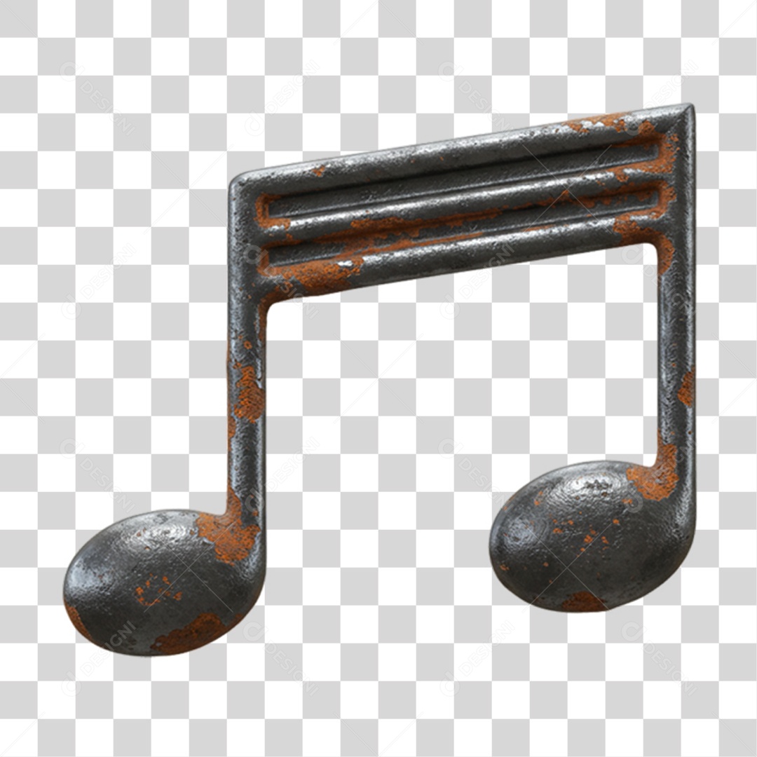 Nota Musical de Metal PNG Transparente