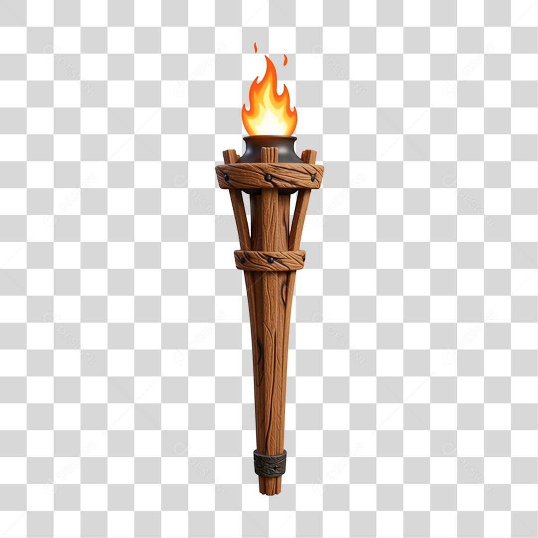 Tocha Fogo Madeira PNG Transparente