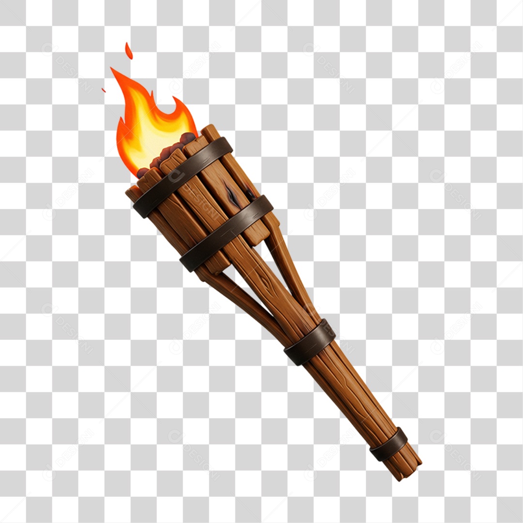 Tocha Fogo Madeira PNG Transparente