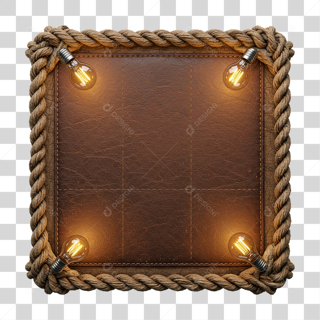 Placa de Madeira Couro com Lâmpadas PNG Transparente