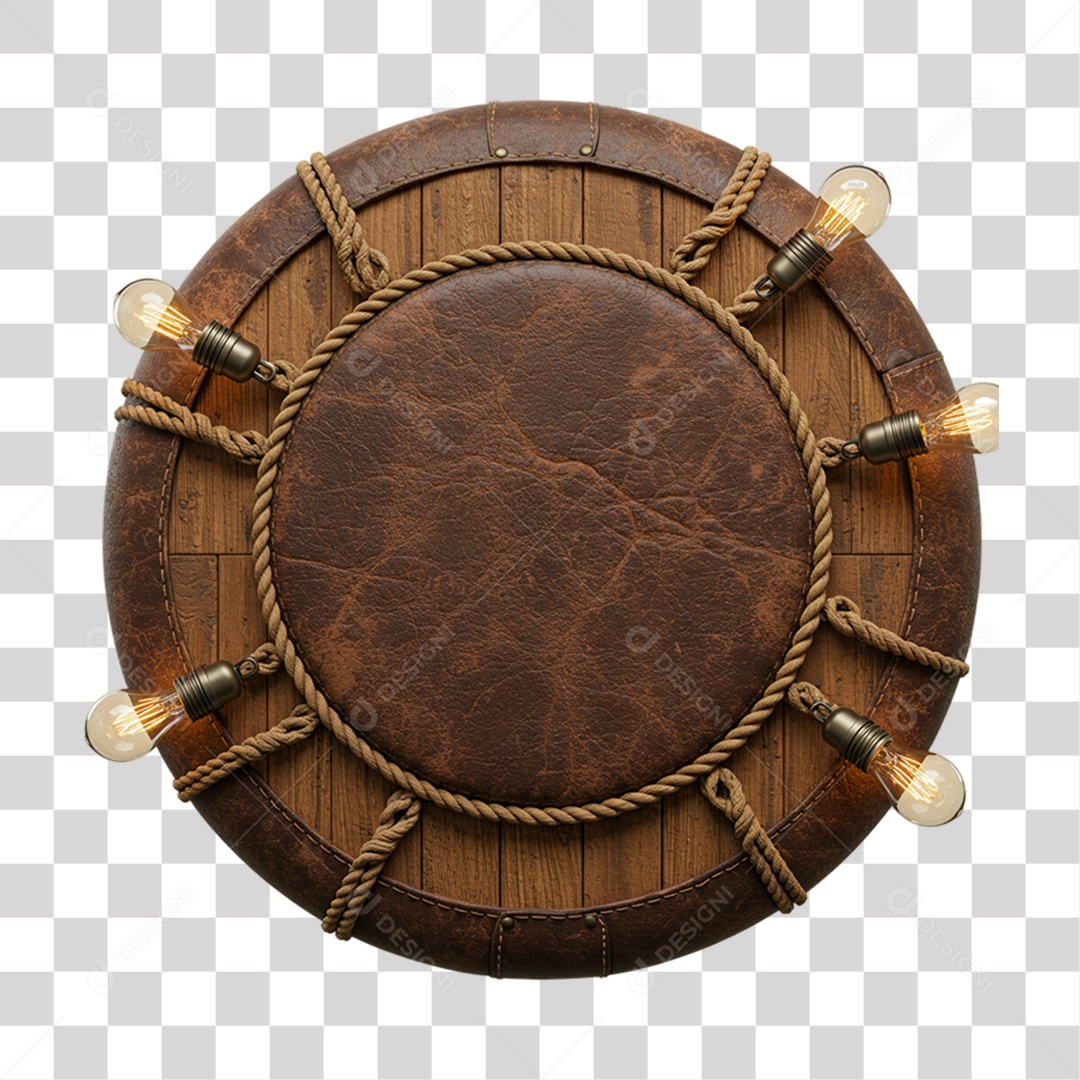 Placa de Madeira com Lâmpadas PNG Transparente