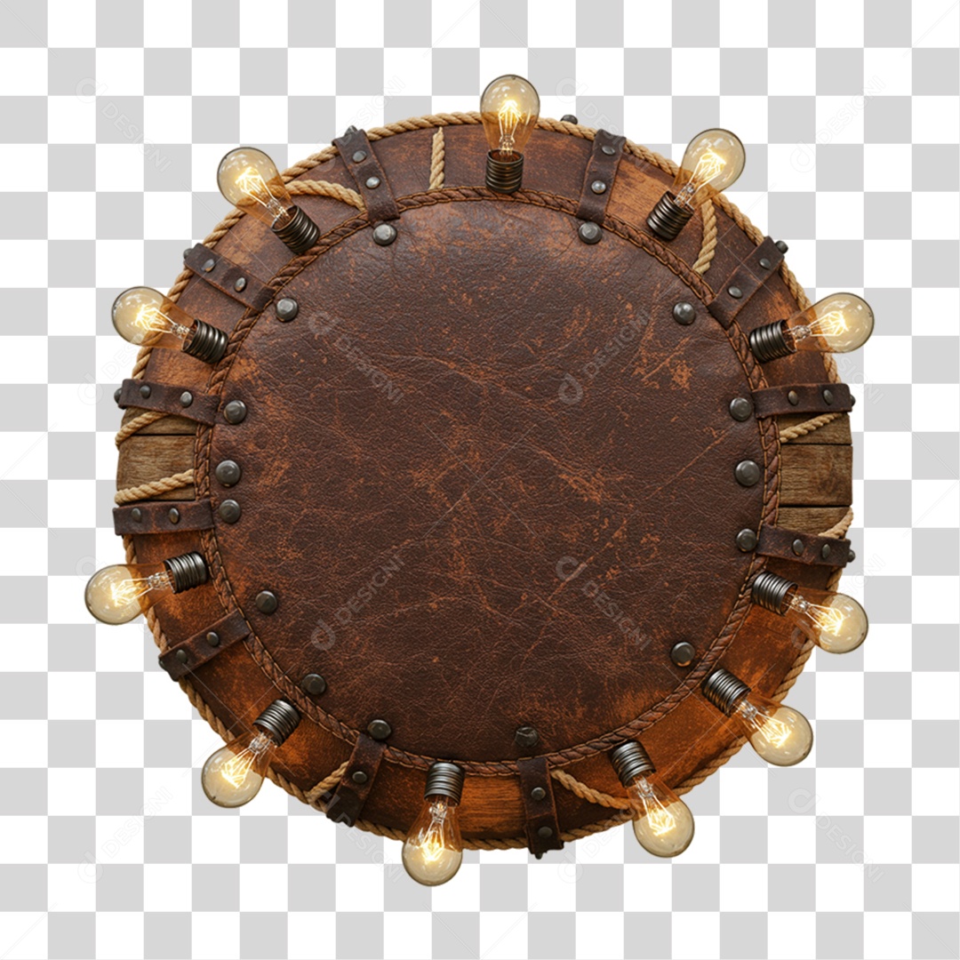 Placa de Madeira com Lâmpadas PNG Transparente