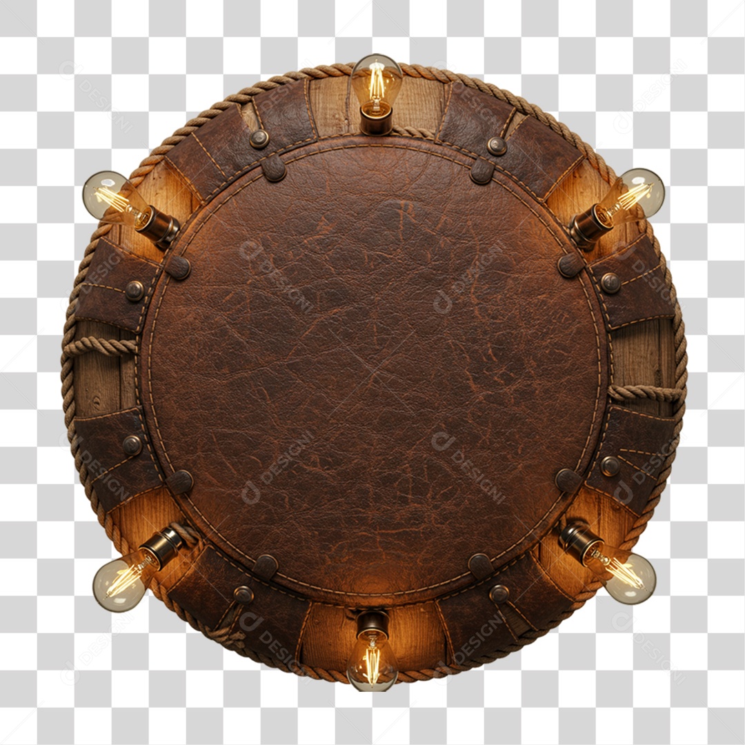 Placa de Madeira com Lâmpadas PNG Transparente