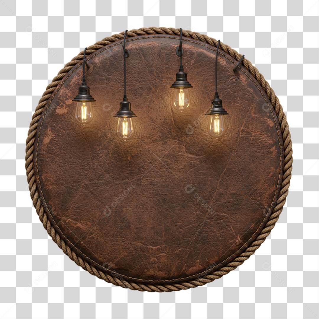 Placa de Madeira com Lâmpadas PNG Transparente