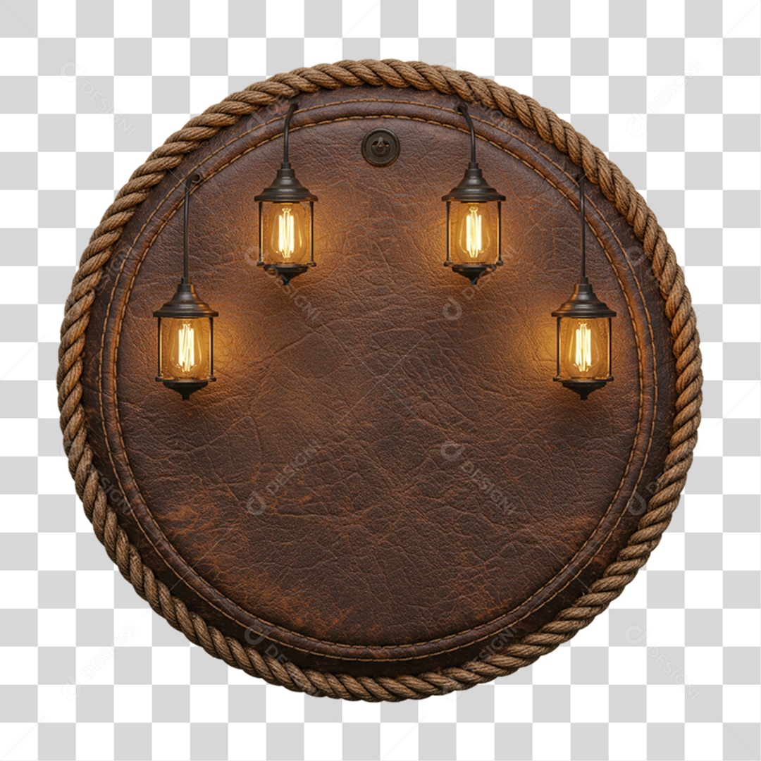 Placa de Madeira com Lâmpadas PNG Transparente