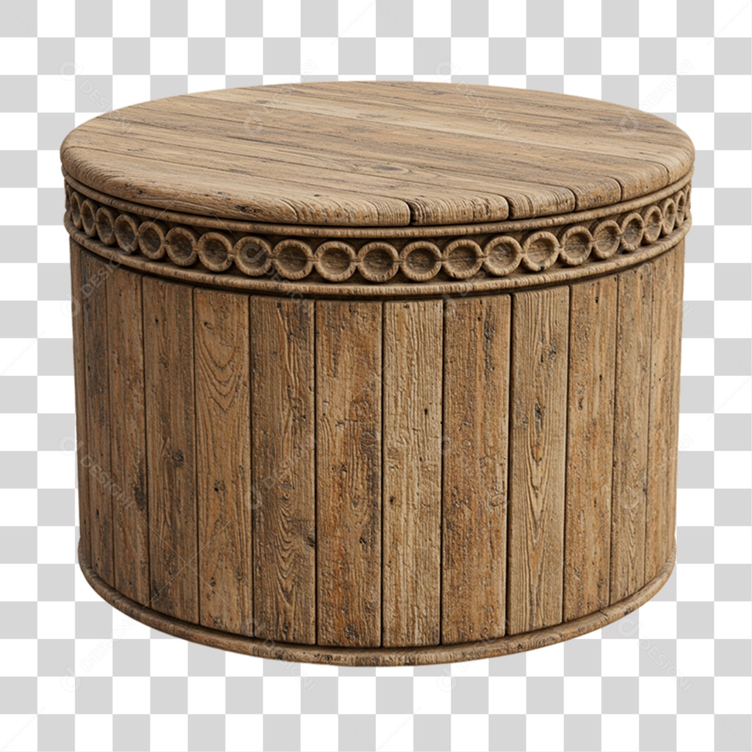 Banco de Madeira Redondo PNG Transparente