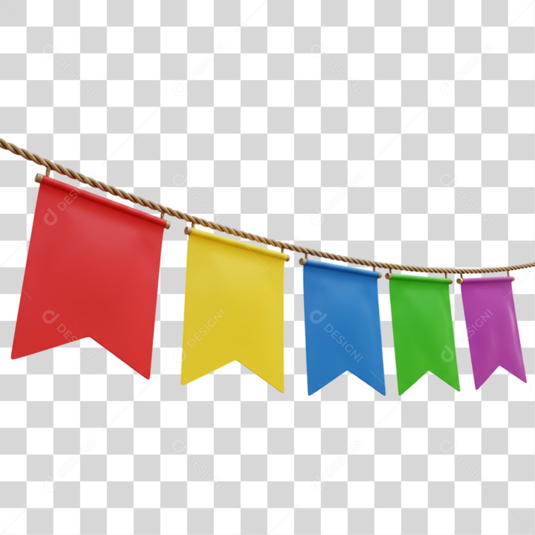 Bandeirolas de Coração Festa Junina PNG Transparente