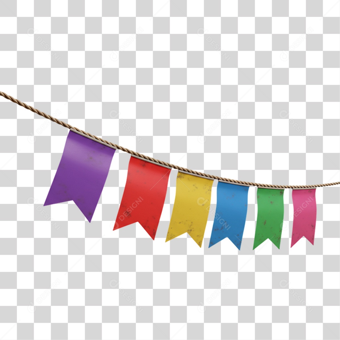 Bandeirolas de Coração Festa Junina PNG Transparente