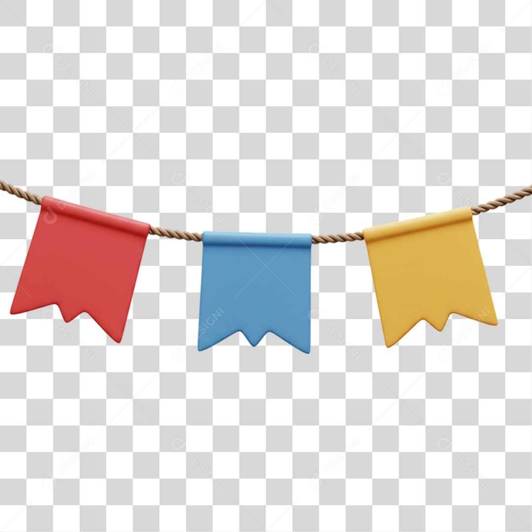 Bandeirolas de Coração Festa Junina PNG Transparente