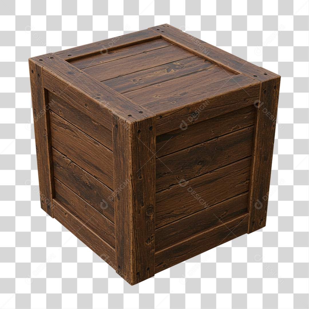 Caixa de Madeira Fechada PNG Transparente